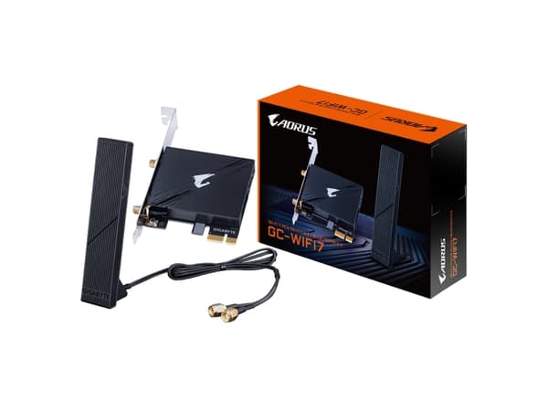 Aorus GC-WIFI7 - Nettverksadapter - PCIe - 802.11ax, Bluetooth 5.3, Wi-Fi 7 Sort