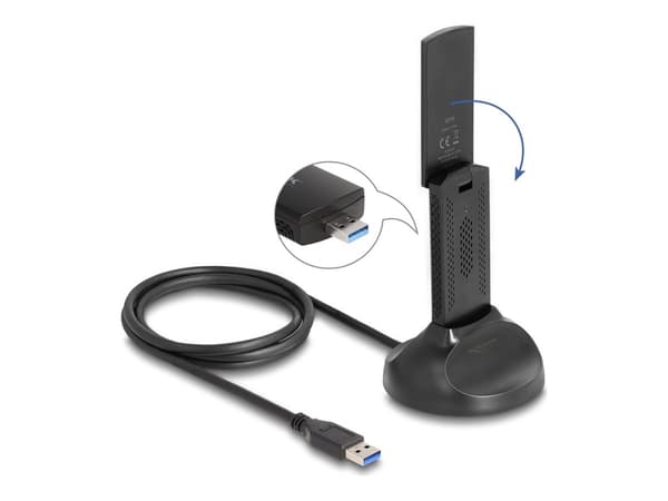 Delock - Nätverksadapter - USB 3.0 - Wi-Fi 6E - svart Svart