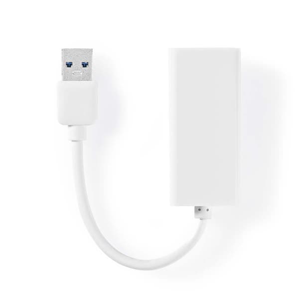 Nedis USB-netværksadapter | USB 3.2 Gen 1 | 1 Gbps | USB-A Han | RJ45 Hun | 0.20 m | Runde | Nikkelplateret | Kobber | Hvid | Box