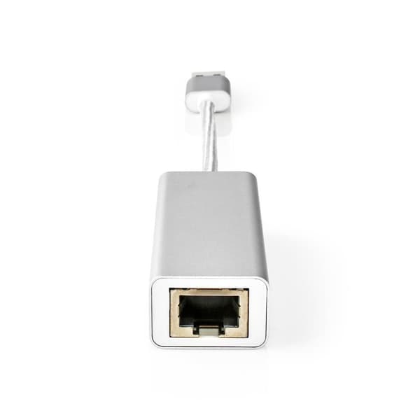 Nedis USB-nätverkskort | USB 3.2 Gen 1 | 1 Gbps | USB-A Hane | RJ45 Hona | 0.20 m | Rund | Guldplaterad | Bar koppar | Silver | Kartong med täckt föns
