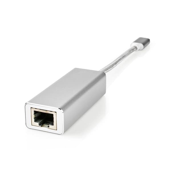 Nedis USB-nettverkskort | USB 3.2 Gen 1 | 1 Gbps | USB-C™ Hann | RJ45 Hun | 0.20 m | Rund | Gull belagt | Fortinnet Kobber | Sølv | Deksel Vindusboks Sølv, Hvit