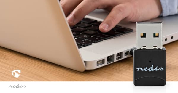 Nedis Nätverks dongle | Wi-Fi | AC600 | 2.4/5 GHz (Dual Band) | USB2.0 | Wi-Fi hastighet total: 600 Mbps | Windows 10 / Windows 11 / Windows 8