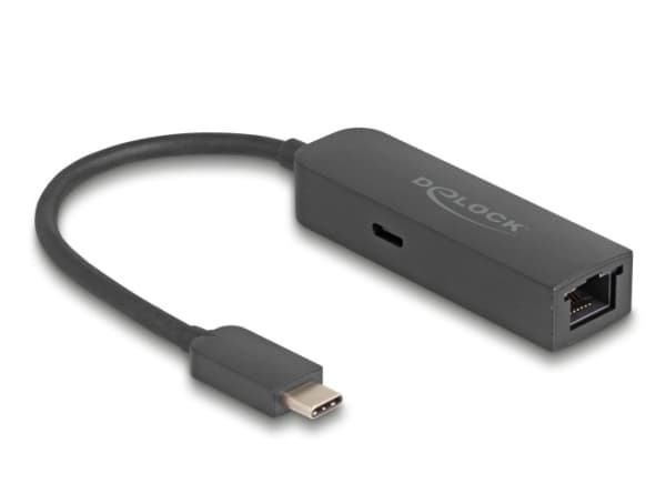 DeLOCK 66938, Koblet med ledninger (ikke trådløs), USB Type-C, Ethernet, 5000 Mbit/s, Sort Sort