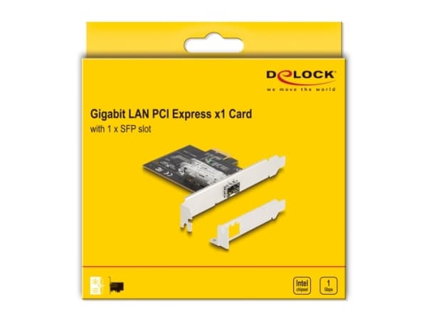 DeLOCK 88318, Intern, Koblet med ledninger (ikke trådløs), PCI Express, Fiber, 1000 Mbit/s, Sort