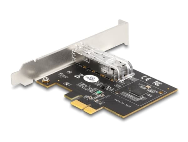 DeLOCK 88318, Intern, Koblet med ledninger (ikke trådløs), PCI Express, Fiber, 1000 Mbit/s, Sort Sort