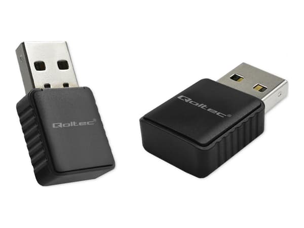 Qoltec Wireless Ultra rask DUAL mini WiFi-adapter 2 x 2dBi | AC-standard | USB 3.0 | 1300 Mbps