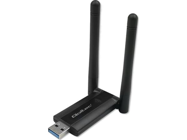 Qoltec - Nätverksadapter - USB 3.0 - Wi-Fi 5 - svart