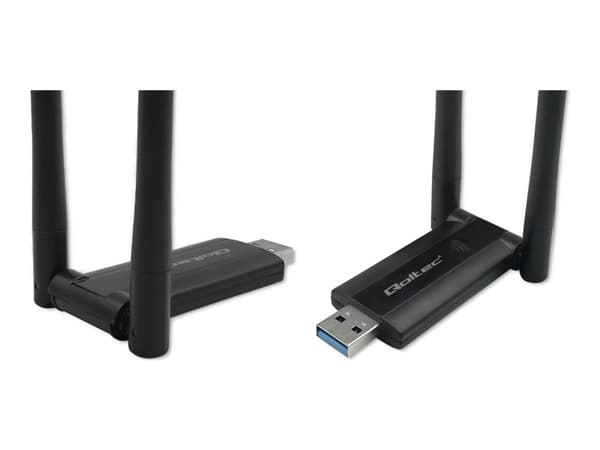 Qoltec - Nätverksadapter - USB 3.0 - Wi-Fi 5 - svart