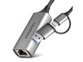 Miniatyrbild 1 av 2: AXAGON ADE-TXCA Gigabit Ethernet Adapter, USB-C + USB-A - Titanium Grey