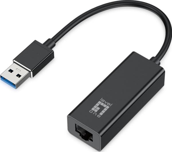 LevelOne USB-0401, Koblet med ledninger (ikke trådløs), RJ-45, USB, 1000 Mbit/s, Sort