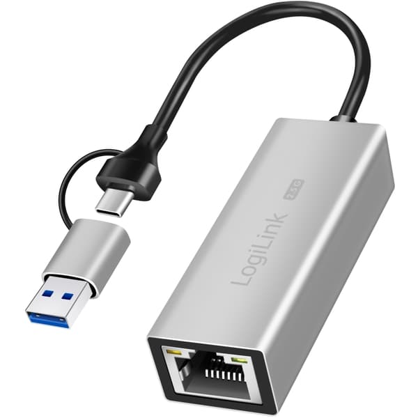 LogiLink USB-A/USB-C -&gt; 2,5 Gigabit nettverksadapter RJ45