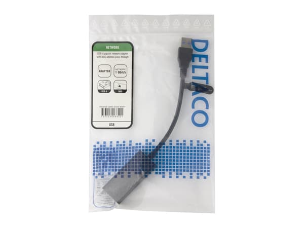 DELTACO - Nettverksadapter - USB 3.0 - 1000Base-T x 1 - svart