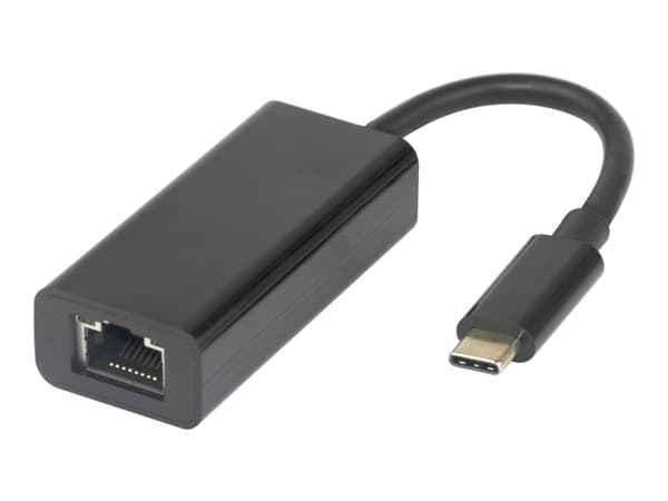 DELTACO - Nätverksadapter - USB-C 3.1 - 10/100/1000Base-T(X) x 1 - svart