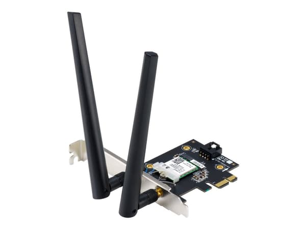 ASUS PCE-BE6500 - Nettverksadapter - PCIe - Wi-Fi 7, Wi-Fi 5, Wi-Fi 6, Bluetooth Sort, Rustfritt stål