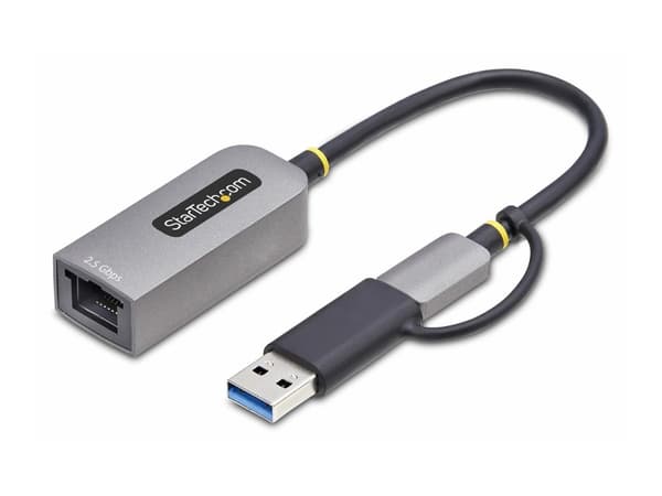 StarTech.com 2.5GbE USB-C to Ethernet Adapter with USB-A Converter - Nettverksadapter - USB-C 3.2 Gen 1 / Thunderbolt 3 - 10M/100M/1G/2,5 Gigabit Eth