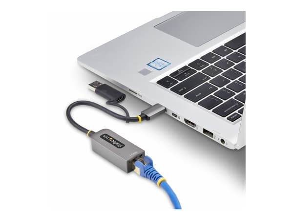 StarTech.com USB-C to Ethernet Adapter w/USB-A Adapter, Realtek RTL8153B - Nätverksadapter - USB-C 3.2 Gen 1 - Gigabit Ethernet - rymdgrå