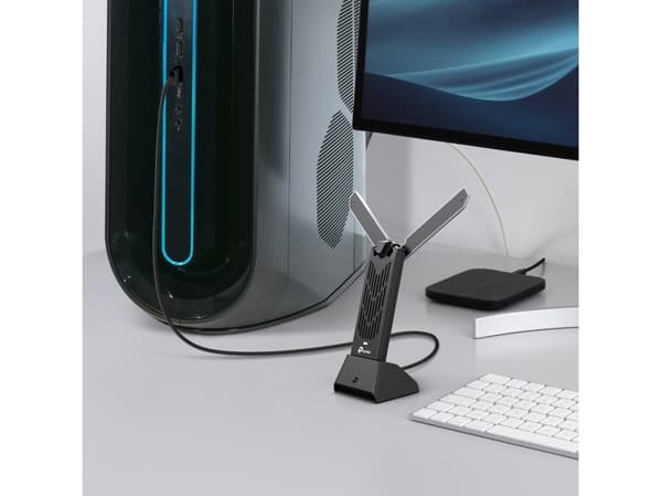 TP-Link Archer TBE400UH, Kabel & trådløs, USB, WLAN, Wi-Fi 7 (802.11be), 2882 Mbit/s, Grå