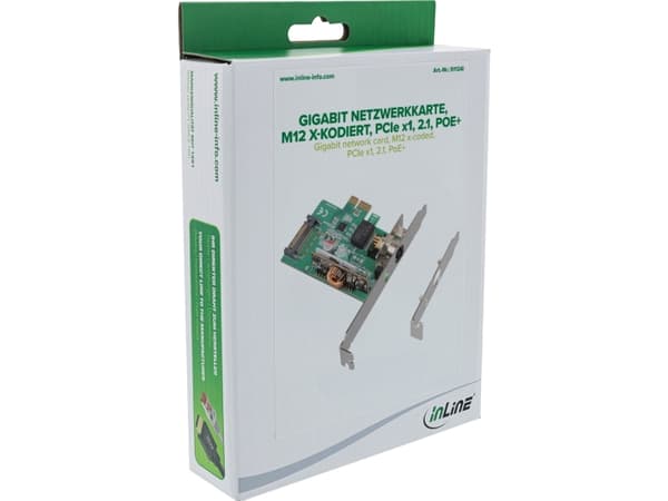 InLine Gigabit nettverkskort - M12 x-kodet - PCIe x1 - 2.1 - PoE+ (51124I)