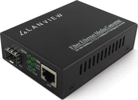 Lanview 10/100/1000Base-T RJ45 fiberoptisk omformer er