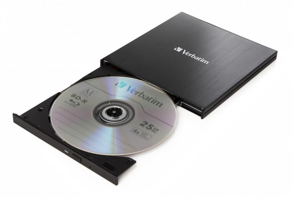 Verbatim External Slimline Blu Ray Writer Usb 3 1 Gen 1 With Usb C Connection 438 Black Tray Desktop Notebook Blu Ray Rw Usb 3 1 Gen Cdon