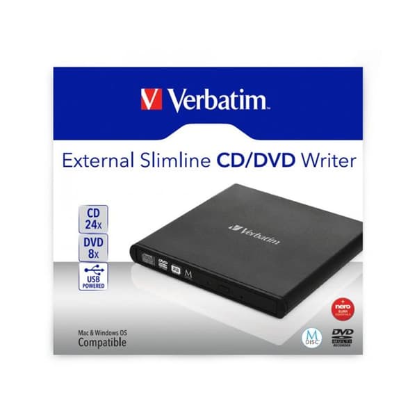 VERBATIM Slimline skivspelare - DVD±RW (±R DL) - USB 2.0 - Extern Svart