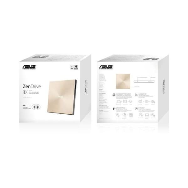 ASUS ZenDrive SDRW-08U9M-U DVD-brännare - Guld - DVD-RAM/R;RW Media - 24x CD Read/24x CD Write/24x CD Rewrite