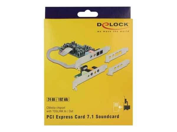 Delock - Ljudkort - 24-bitars - 192 kHz - 92 dB SNR (förhållande signal-brus) - 7.1 - PCIe - CM8828+CM9882A