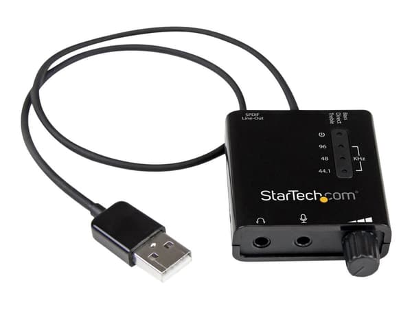 StarTech.com USB Sound Card w/ SPDIF Digital Audio & Stereo Mic - External Sound Card for Laptop or PC - SPDIF Output (ICUSBAUDIO2D) - Ljudkort - 24-