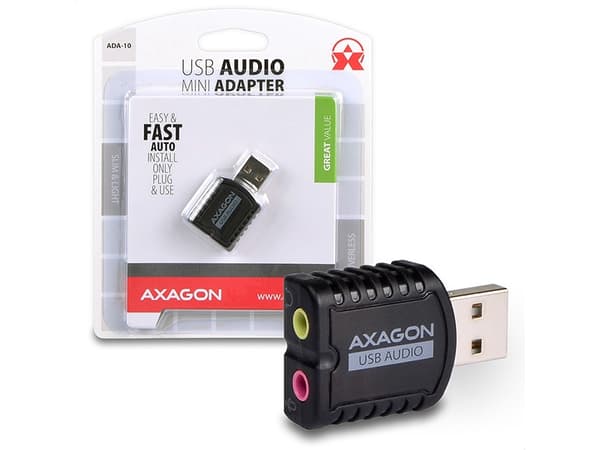 Axagon ADA-10, 2.0 kanaler, 16 bit, 93 dB, USB