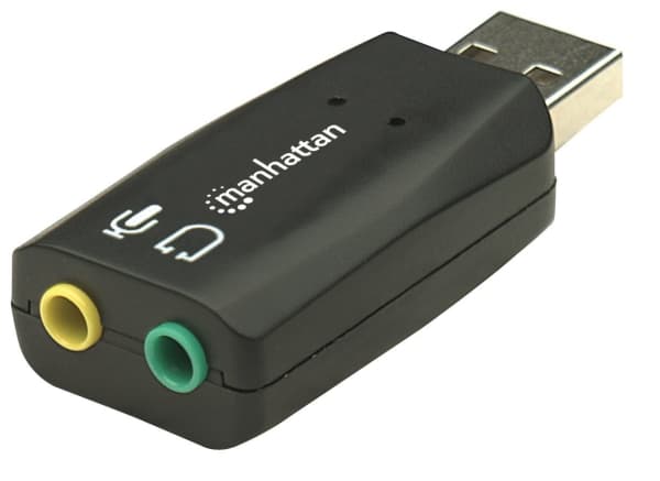 Manhattan Hi-Speed USB 3-D Audio Adapter 2.1 Lydkort, extern extern stik till huvudtelefoner