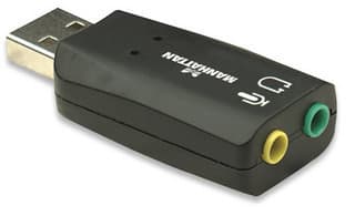 Manhattan Hi-Speed USB 3-D Audio Adapter 2.1 Lydkort, extern extern stik till huvudtelefoner