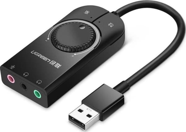 Eksternt USB-lydkort UGREEN 15cm (svart)