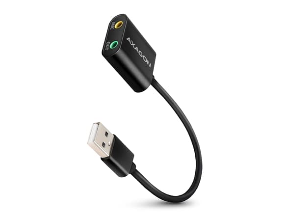 ADA-12 ekstern USB 2.0 48kHz/16-bit stereolydkort, metall, 15 cm USB-A-kabel