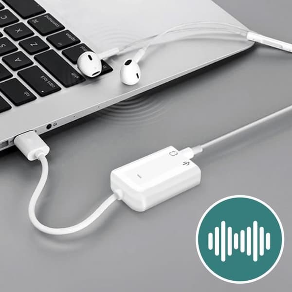 Extern ljudkort - Vit - USB - Jack 3.5mm - Stereo - Lätt att installera - Stort kompatibilitet