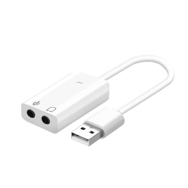 Extern ljudkort - Vit - USB - Jack 3.5mm - Stereo - Lätt att installera - Stort kompatibilitet
