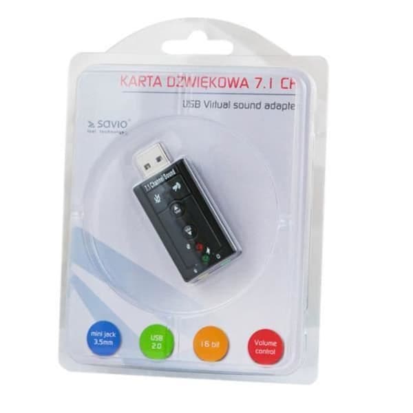 Ljudkort - Savio AK-01 - 7.1 kanals surround - 16 bitar - USB