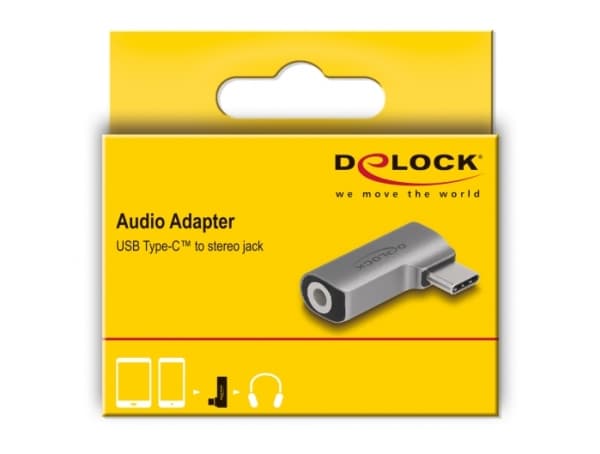Delock - Audioadapter - 24 pin USB-C hann til 3,5 mm telefonjakk hunn - grå