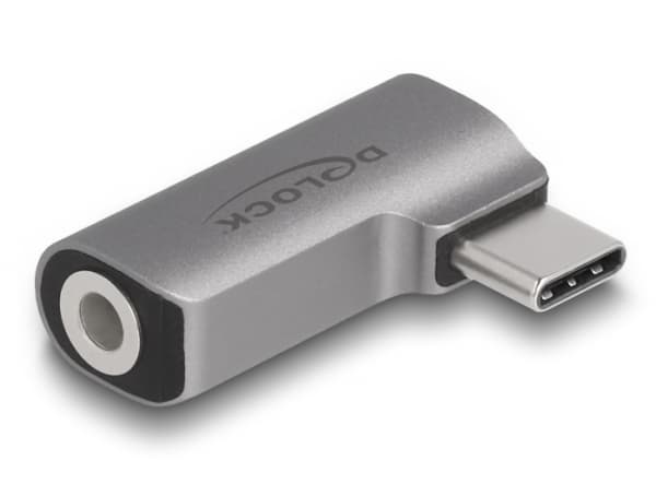 Delock - Audioadapter - 24 pin USB-C hann til 3,5 mm telefonjakk hunn - grå