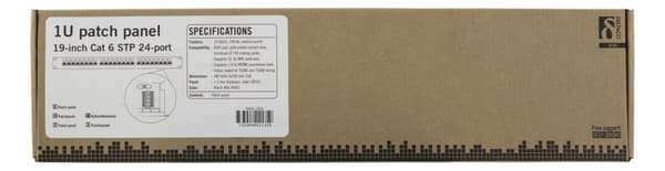 DELTACO STP patch panel, 24xRJ45, Cat6, 1U, 19", metal, black