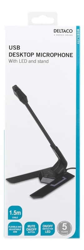DELTACO USB Desktop Microphone, frequency range, 100Hz - 1kHz, sensiti