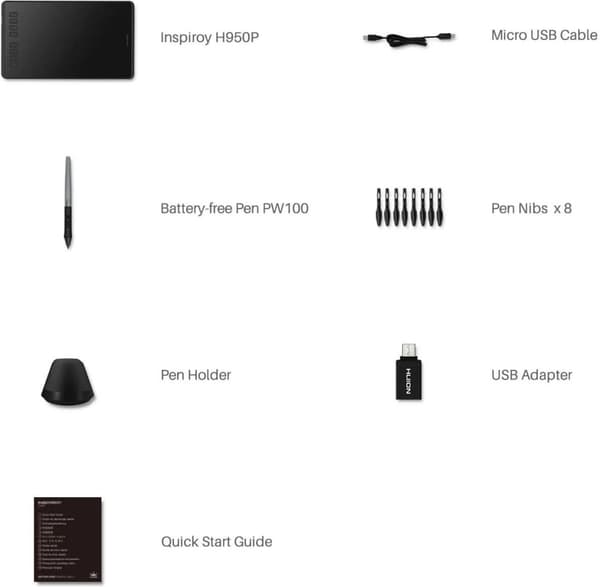Huion Inspiroy H950P -piirtopöytä, musta