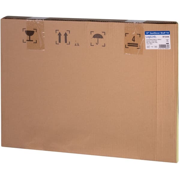 LogiLink 19"-hylla 1U 440 x 350 mm max 10 kg Svart