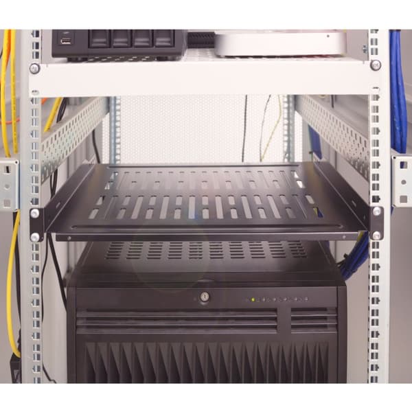 LogiLink 19"-hylla 1U 440 x 350 mm max 10 kg Svart