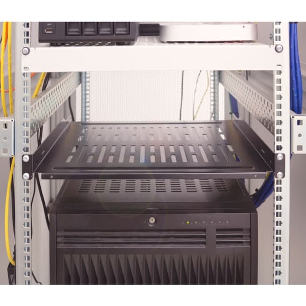 LogiLink 19"-hylla 1U 440 x 350 mm max 10 kg Svart