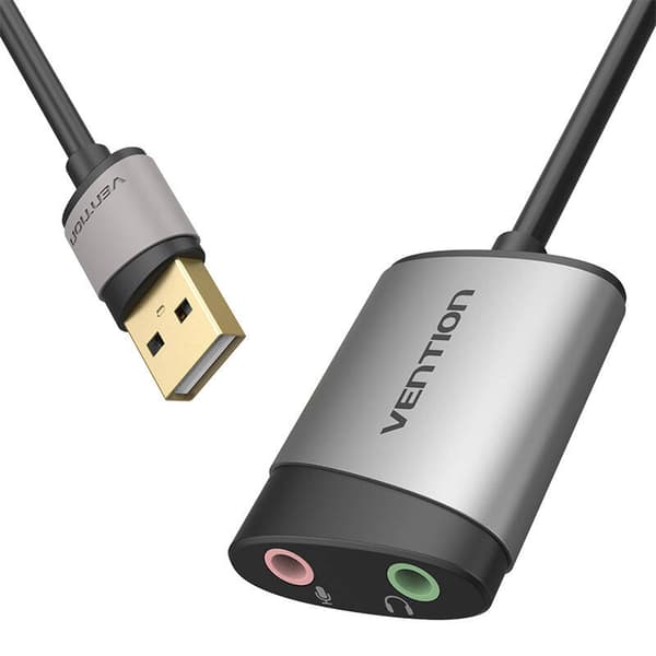 Extern USB-ljudkortsventil CDKHB, TRS 3,5 mm, 0,15 m (grå)