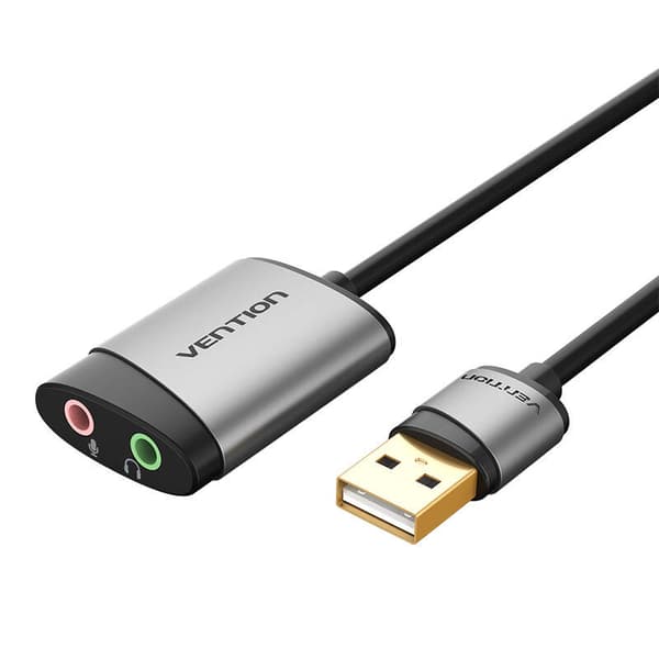 Extern USB-ljudkortsventil CDKHB, TRS 3,5 mm, 0,15 m (grå)