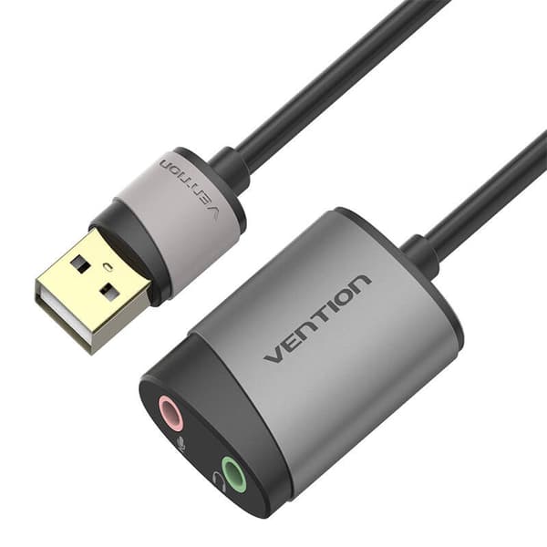 Extern USB-ljudkortsventil CDKHB, TRS 3,5 mm, 0,15 m (grå)