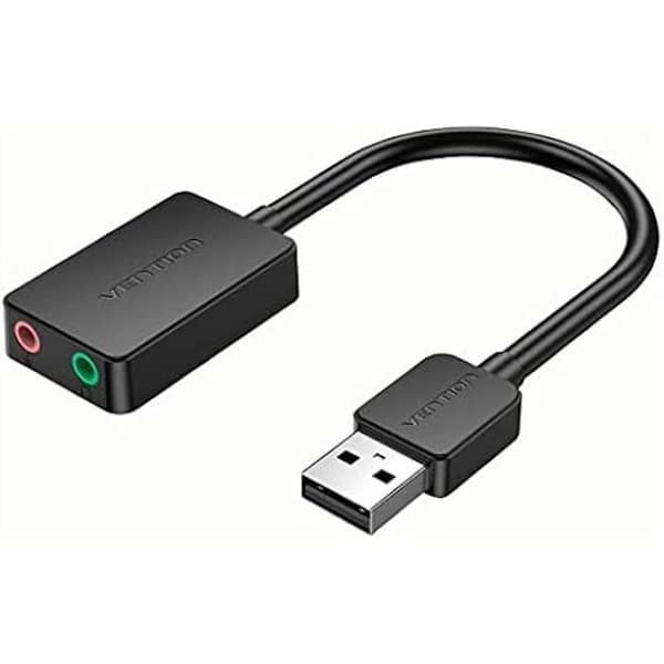 Vention Tarjeta De Sonido Externa USB de 2 Ports 0,15m Negro
