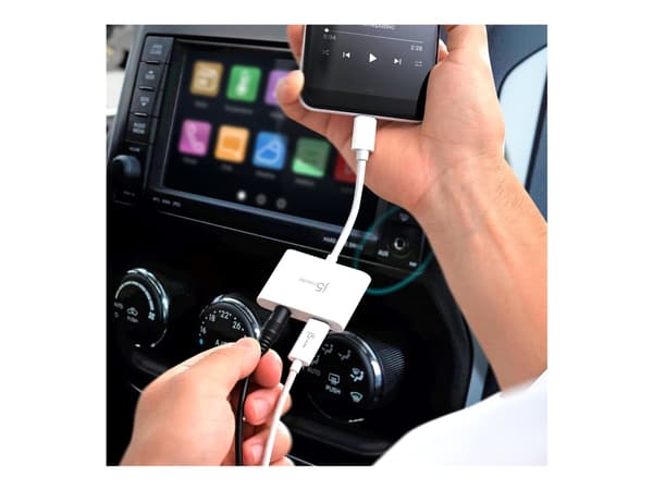 j5create JCA122 - USB-C til hodetelefonjakk / ladeadapter - 24 pin USB-C hann til 24 pin USB-C, 3,5 mm telefonjakk hunn - 8.2 cm - hvit - USB Power D