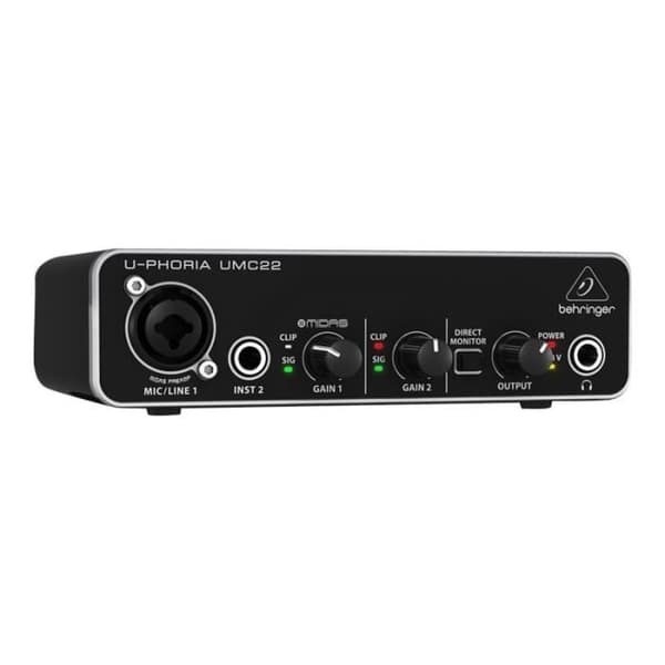 Ljudgränssnitt - BEHRINGER - U-PHORIA UMC22 - USB-buss strömförsörjning - Förförstärkare - Svart